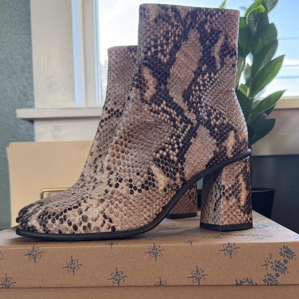 Free People Snakeskin Ankle Boots